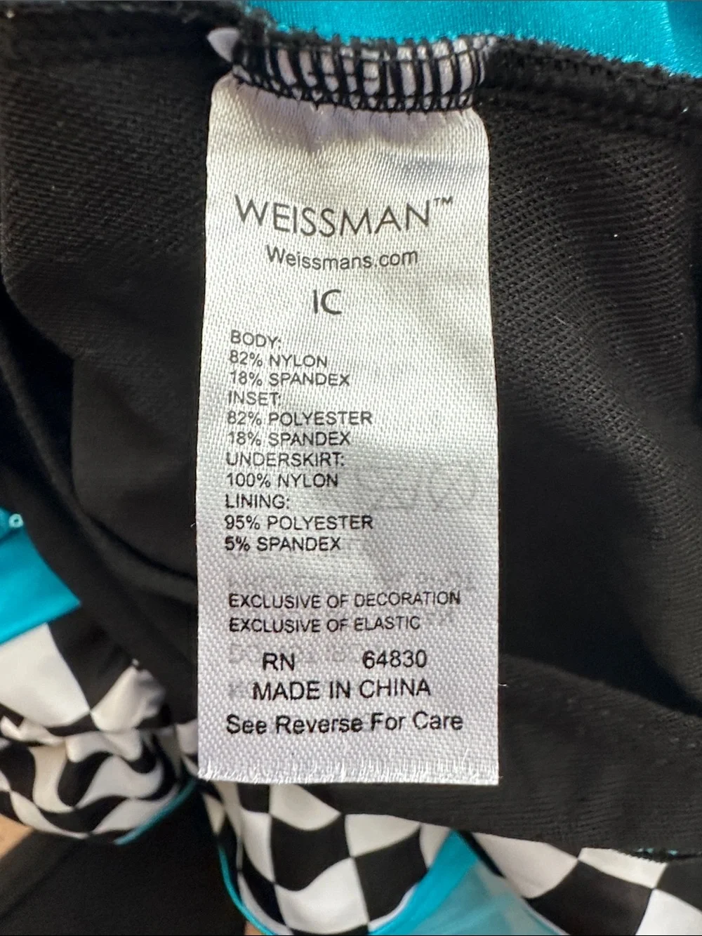 Weissman Turquoise Sequin Route 66 Checkerboard Dance Costume